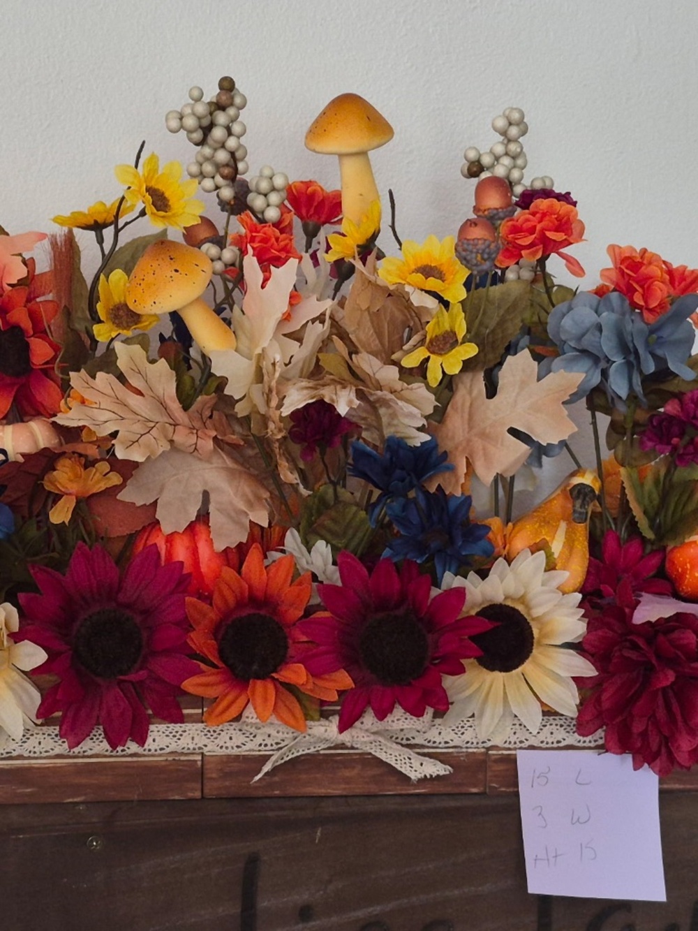 Handmade Beautiful Fall Autumn Harvest Thanksgiving Floral Centerpiece